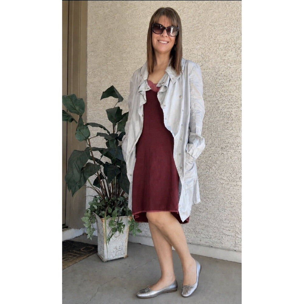 Linda Lundstrom SMALL Snap Silver Gray Lightweight Jacket Avant Garde Pockets